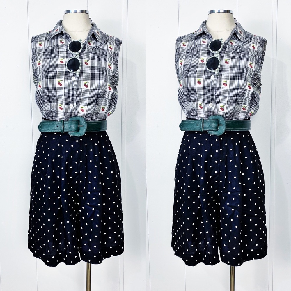 High Waisted Black & White Polka Dot Shorts | Vintage